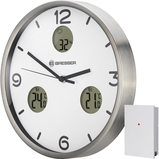 Часы настенные BRESSER MyTime io NX Thermo/Hygro, 30 см, белые