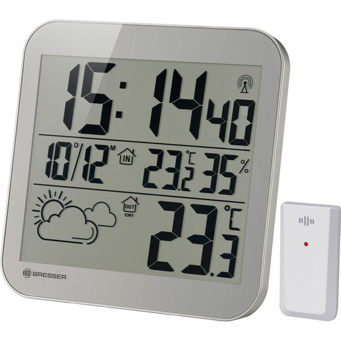 Часы настенные BRESSER MyTime LCD, серебристые