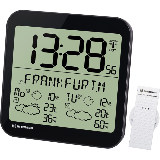 Часы настенные BRESSER MyTime Meteotime LCD, черные