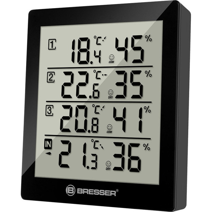 Метеостанция BRESSER Temeo Hygro Quadro, черная