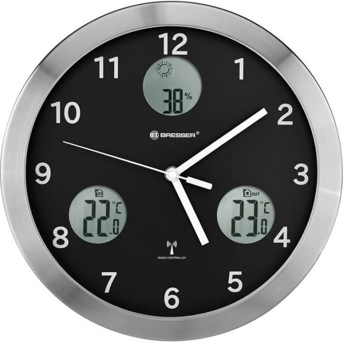 Метеостанция (настенные часы) BRESSER MyTime io, 30 см, черная