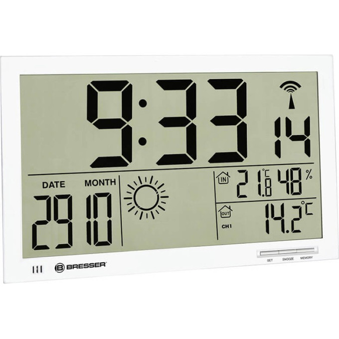 Метеостанция (настенные часы) BRESSER MyTime Jumbo LCD, белая