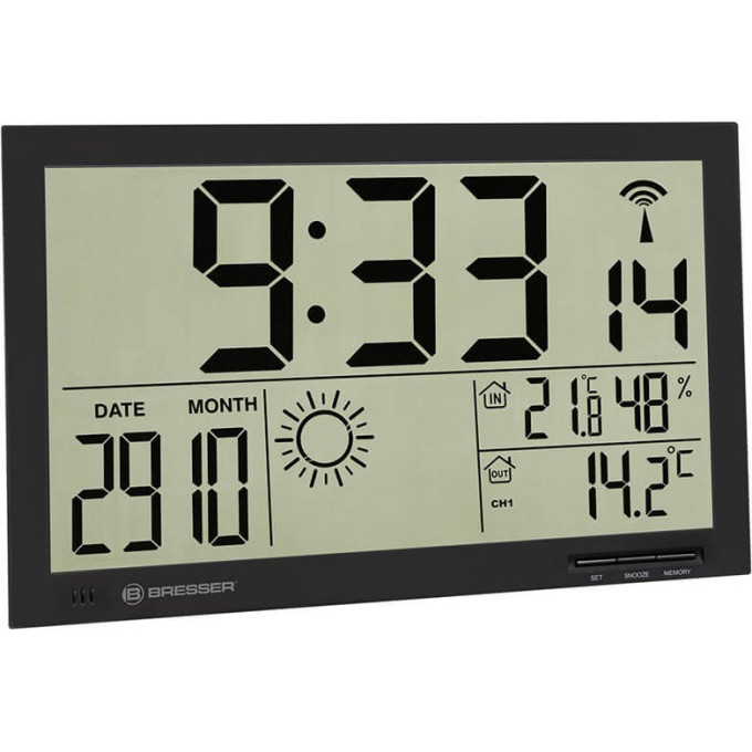 Метеостанция (настенные часы) BRESSER MyTime Jumbo LCD, черная